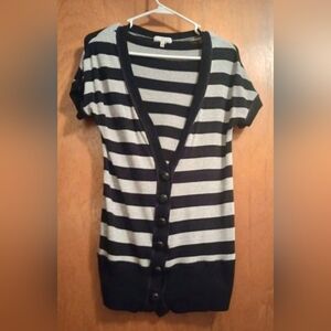 Poof Excellence Black and Gray Button-Up Cardigan. Large.